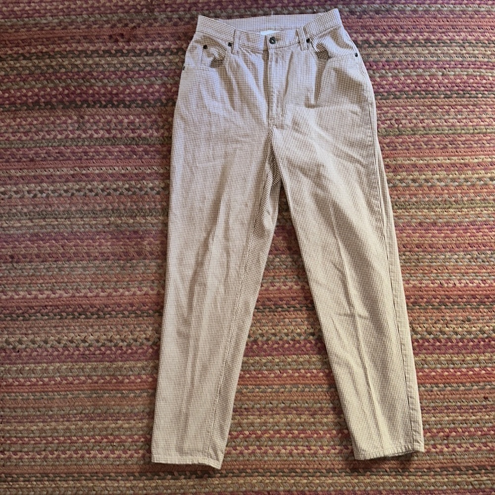 VTG BROWN MICRO HOUNDSTOOTH LIZ CLAIBORNE JEAN PANTS